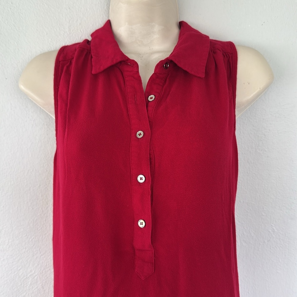 Forever 21 red collared button front sleeveless shift style dress size medium - Picture 4 of 12